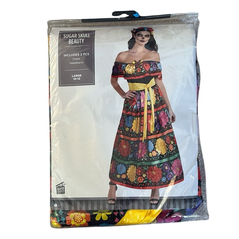 Multicolor Sugar Skull Beauty Dress/Headband Enchanting Day of the Dead Costume